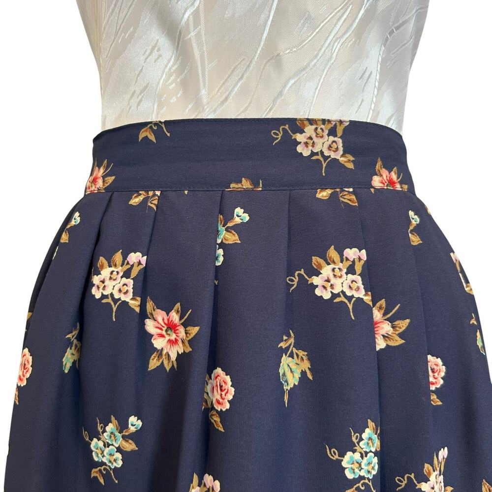 Leslie Fay Navy Floral Border Midi Skirt 16P Coastal Chic - Picture 6 of 14
